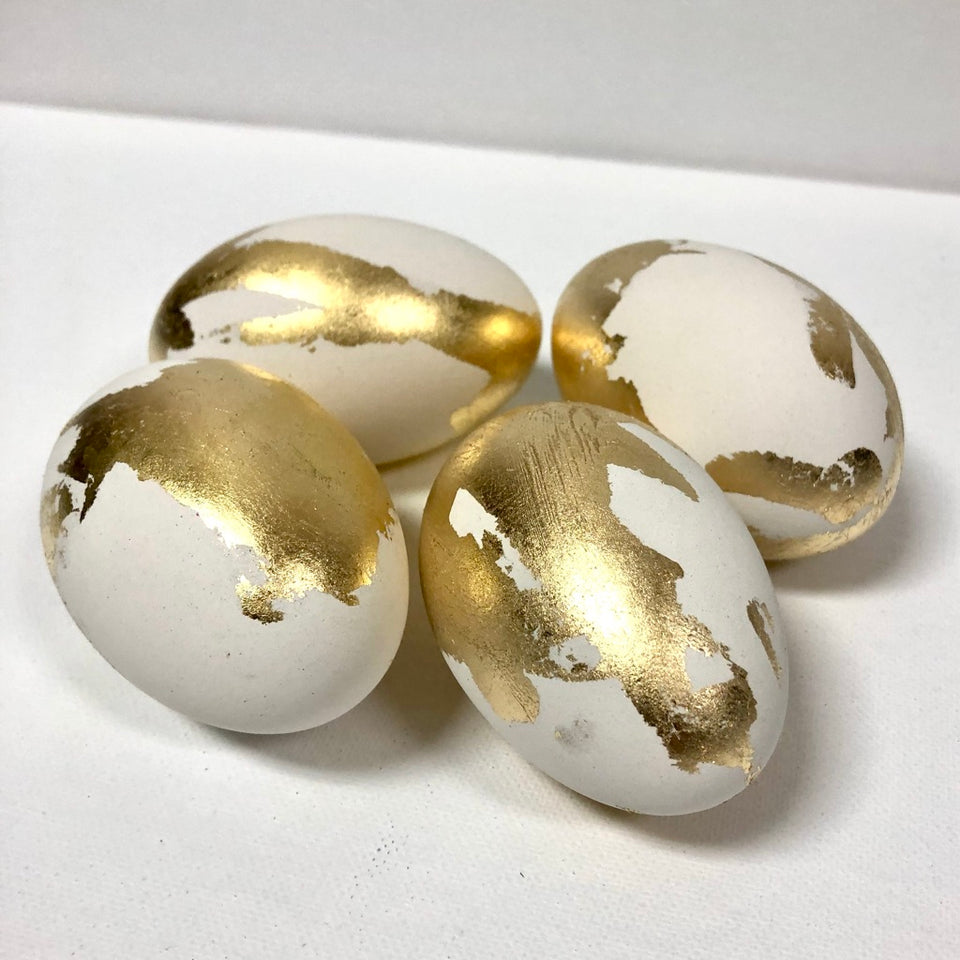 Ceramic Goose Egg with Gold Leaf Detail