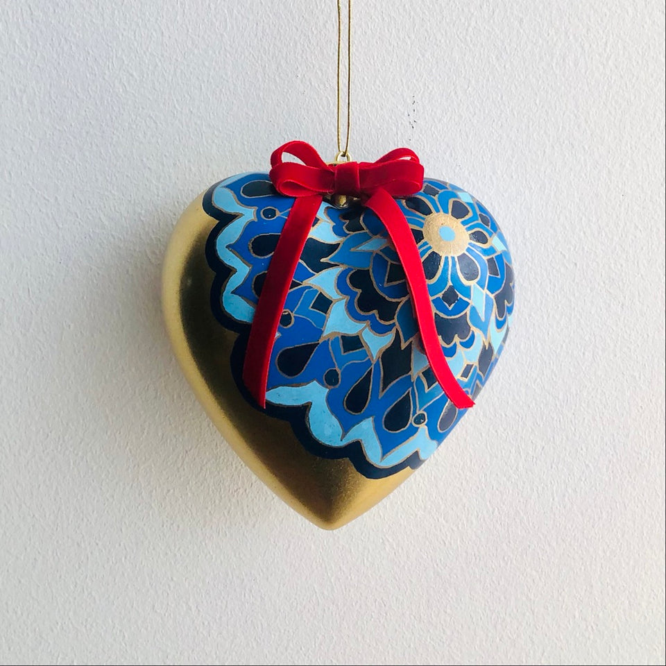 Heart Ornament - Blue & Red