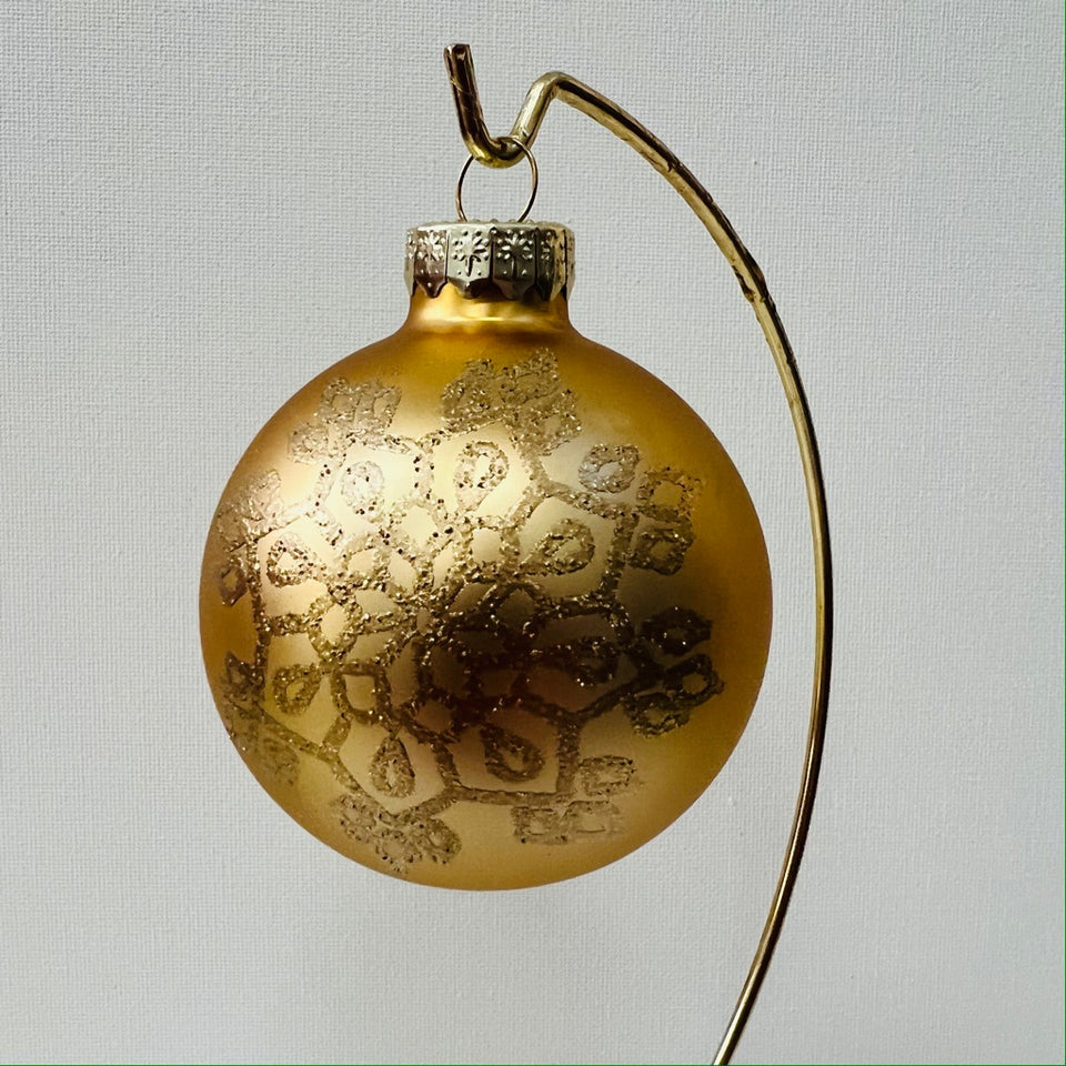 Gold Glass Ornament with Hand-Painted Gold Mandala