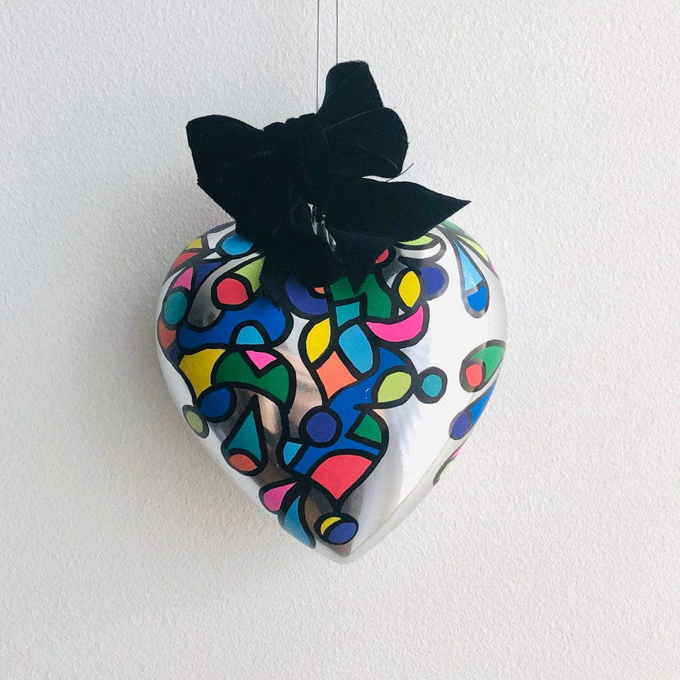 Heart Ornament - Silver Multi-Colored